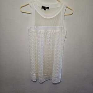 Suzanne Betro Tunic Top Size Small Ivory Sleeveless Sheer With Lace Overlay NWT